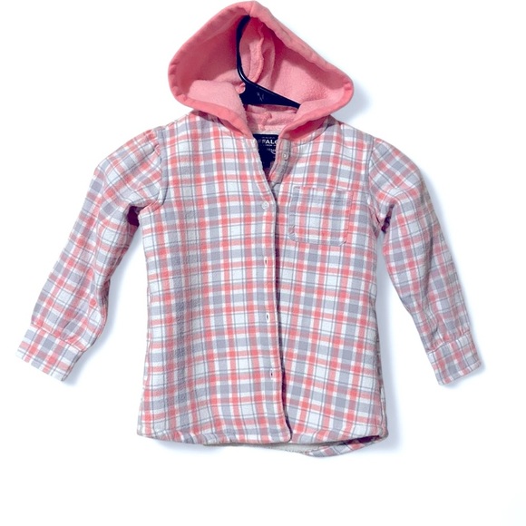 Buffalo David Bitton Kids Plaid Hoodie - Pink and Gray - Picture 1 of 3